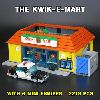 סופרמרקט Kwik-E-Mart תואם 71016 16004 אבני בניין לבנים סיטי מרקט ילד צעצוע חג המולד מתנות
