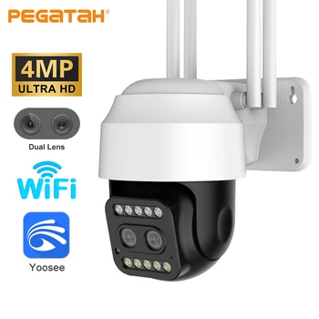 PEGATAH 4MP PTZ WiFi מצלמה כפול עדשה צבע ראיית הלילה האנושית זיהוי טלוויזיה במעגל סגור מצלמת מעקב הביתה אבטחה IP Cam