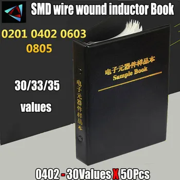 חוט הפצע SMD קרמיקה סליל השראה ערכת 0402 30values X 50pcs השבב השראות מדגם הספר SMT מבחר מדגם הספר
