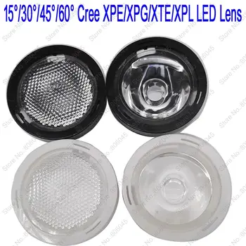 10pcs 20mm שחור או לבן 15 30 45 60 מעלות LED עדשה/רפלקטור Collimator על CREE XP-E כוכב /XP-G XPG / XT-E XTE /XPL אור LED