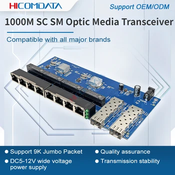 1.25 G 2 סיבים 8 RJ45 SC 1000M מדיה אופטית ממיר Ethernet Gigabit SFP SM DC 12V-20 ק 