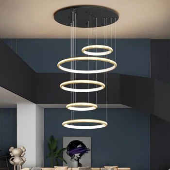 נברשת הובילה אמנות תליון מנורה אור עיצוב חדר נורדי בבית האוכל טבעות תקרה מקורה תלוי במקום המגורים