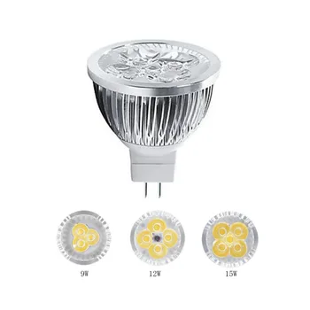 MR16 LED נורת 12V זרקור אור 9W 12W 15W חם/טבעי/לבן קר מתח גבוה אולטרה מבריק Led מנורה