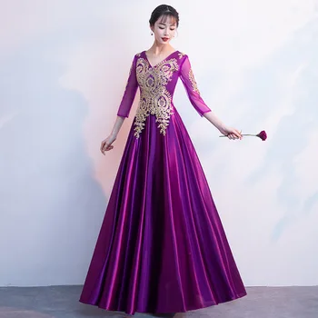 סאטן דק אפליקציות שמלת נשף אלגנטית מפורסמים אירועים שמלת ערב נשים שמלת מסיבת 2021 סגולה חדשה רשמי שמלת מסיבת