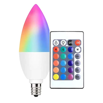 E12 נורת LED נר צבע מקורה השלט הנורה RGB שליטה מרחוק תאורה 220V Dimmable חכם המנורה לקישוט הבית