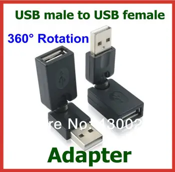 50pcs USB 2.0 זכר USB 2.0 נקבה ממיר מתאם 360 תואר סיבוב זווית מתאם מחבר באיכות גבוהה