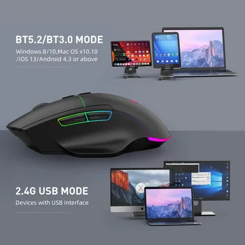 2.4 G עכבר Bluetooth שלוש-מצב נטענת USB אלחוטי RGB משחקי שולחן העבודה 8Keys העכבר אביזרי מחשב