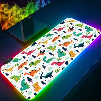 בעלי חיים קריקטורה תבנית RGB Pc Gamer מקלדת לעכבר Mousepad LED זוהר מחצלות העכבר גומי מחשב למשחקים Mausepad