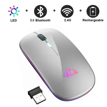 עכבר אלחוטי RGB נטענת Bluetooth אלחוטית 2.4 Ghz שקטה LED Backlit ארגונומי עכבר משחקים עבור מחשב נייד