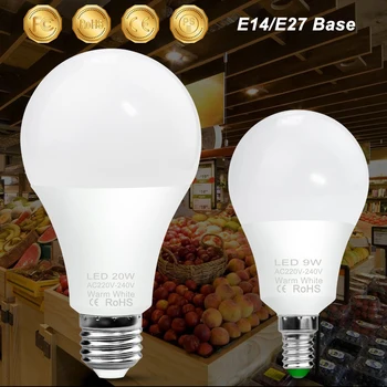 E27 נורת LED 9W Ampoul מנורת LED E14 3W 6W 12W 15W 18W 20W Bombillas אור LED 220V במקום הנורה מנורת שולחן תאורה פנימית