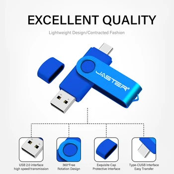 כחול מסוג C-USB Flash Drive 64GB מהירות גבוהה כונן עט 32GB עבור טלפון נייד חינם מותאם אישית לוגו מקל זיכרון אמיתי קיבולת Pendrive