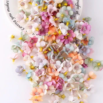 50/100Pcs ססגוניות דייזי פרח ראשי מיני משי מלאכותי פרחים לחתונה קישוט בית חג המולד זר עיצוב אלבומים