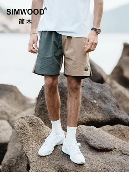SIMWOOD 2023 הקיץ החדש Oversize חיצונית מכנסי גברים רזה צבע ניגוד חוף מכנסיים