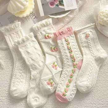 5 זוגות לוליטה אישה יפנית חמוד לבן קצר גרביים להגדיר ילדה האביב קיץ מתוק לפרוע מקסים כותנה גרביים לנשים