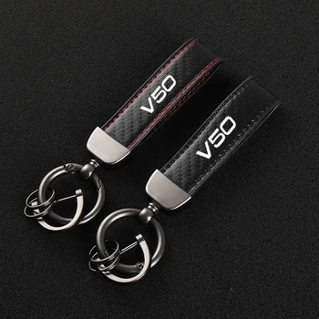 חדש עור אמיתי סגנון רכב סמל מחזיק מפתחות מחזיק מפתחות טבעות עבור אאודי V50 עם לוגו אביזרי רכב