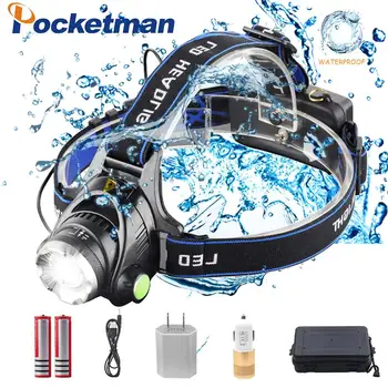 Pockeman 8000LM T/L2 Led פנס Zoomable פנס עמיד למים הראש לפיד פנס ראש מנורת ציד דייג אור