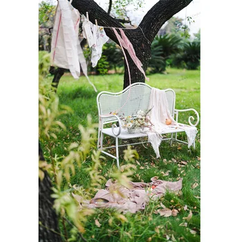 נייד וינטג ' בסגנון נורדי מתכת לבנה קיפול הספסל החתונה דקורטיבי פנאי כיסאות חיצוני