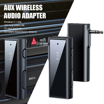 Bluetooth משדר מקלט 2 ב 1 Bluetooth 5.1 AUX מתאם אלחוטי נייד אודיו מתאם לרכב אוזניות רמקולים, טלוויזיות
