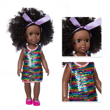 בובות פופ ברק שמלה חליפה Africanreborn סיליקון ענפים ארוך 35cm 14inch ילדה poupee boneca תינוק רך, צעצוע, נערה todder