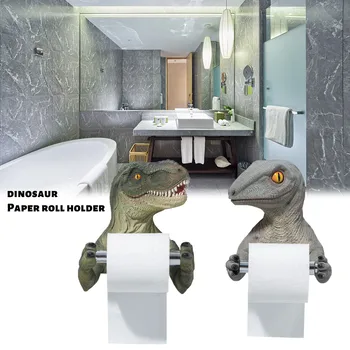 שרף דינוזאור נייר טואלט לעמוד מציאותי טירנוזאורוס רקמות מחזיק אגרוף-בחינם קיר מתלה מגבות אמבטיה מטבח