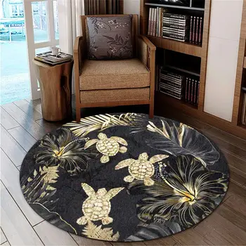 הזהב טרופי צב סיבוב שטיח נגד החלקה שטח הרצפה שטיח 3D שטיח ללא החלקה מחצלת חדר אוכל סלון רך השינה השטיח