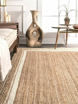 יוטה השטיח צורת ריבוע שטיחים בעבודת יד קלוע 2x2 מטר מודרני כפרי נראה השטיח שטיח הסלון