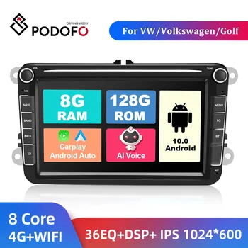 Podofo ברכב נגן מולטימדיה אנדרואיד 10 GPS 2 Din המכונית Autoradio רדיו עבור פולקסווגן/פולקסווגן/גולף/פולו/פאסאט/b7/b6/מושב/ליאון/סקודה