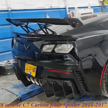 גבוה איכות סיבי פחמן שחור אחורי תא המטען אגף ספוילר עבור שברולט קורבט C7 Z06 ספוילר 2014 2015 2016 2017 מכונית GT סגנון