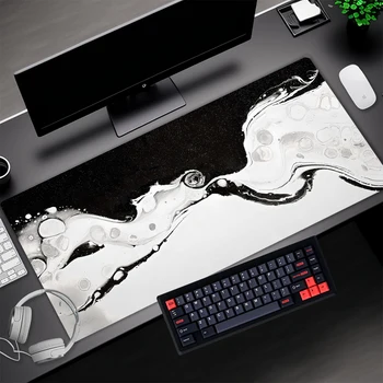שחור-לבן, משטח עכבר פשוטה חברת Mousepad מינימליסטי אמנות השולחן מחצלת גדולה Deskmat מרקם השולחן משטח השיש מחצלת על השולחן