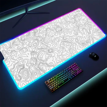 RGB Mousepad פשוט אמנות קו עם תאורה אחורית להאריך מקלדת מחצלת מונעת החלקה המשחקים LED העכבר מחצלת גומי XXL משחק מחשב לעכבר