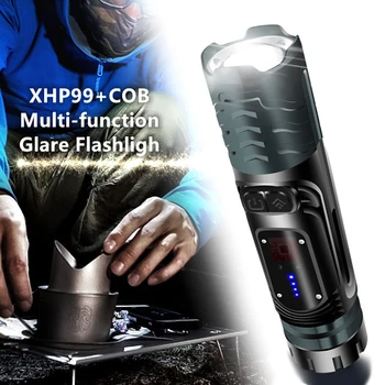 XHP99+קוב נייד פנס כפול מתג 9 הליבה וויק טלסקופ לפיד טקטי USB טעינה עמיד למים אורות עם מגנט
