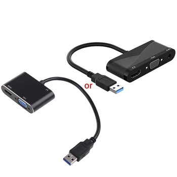 USB 3.0 עבור Hdmi VGA USB Type C כדי VGA כפול עבור Hdmi Splitter להמיר