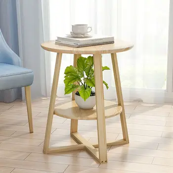 נורדי עגול קטן שולחן קפה מעץ מלא שולחן ליד המיטה, הספה בצד היפני סלון, שולחן צד שולחן העבודה פשוט