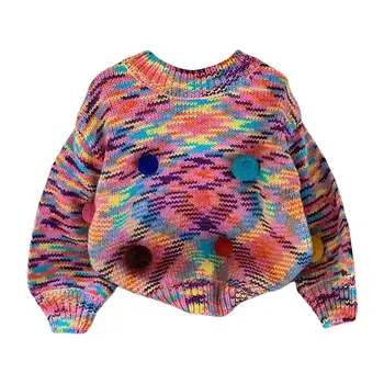 קשת הסוודר לילדים צבעוני ונוח סוודר עבור בנים ובנות מעולה, סריגים חמים לשנה החדשה חורף
