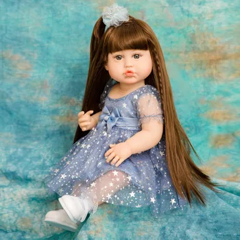 22 אינץ 55CM ביבי נולד מחדש מלא ויניל סיליקון הבובה דודו הפה נסיכה ילדה שמלת כוכב לשחק הבית צעצועים לילדים