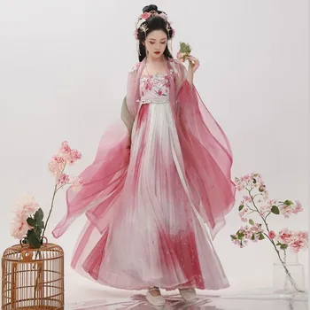 מקורי Hanfu אדום נקבה Kezi חצאית גדולה שרוולים ללבוש יומיומי להגדיר זמן שמלה סינית מסורתית חצאית רקומה טאנג מערכת