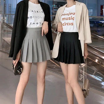 Jocoo Jolee נשים קיץ גבוהה המותניים חצאיות משובצות מקרית קוריאני קו חולצות בית ספר יפני Kawaii קו חצאיות עבור נער מתבגר.