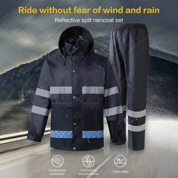 מעיל עם ברדס Rainwear אופנוע רכיבה על אופניים ניראות גבוהה רעיוני בטיחות מעילי-גשם לכסות את פונצ ' ו הגשם חיצוני עמיד למים