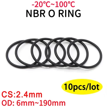 10pcs NBR או טבעת חותם אטם עובי CS 2.4 מ 