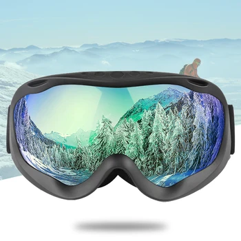 אנטי ערפל משקפי סקי שכבה כפולה סקי משקפי שמש כדורית מסגרת גדולה גברים, נשים, Windproof סקי סנובורד משקפי ספורט שלג