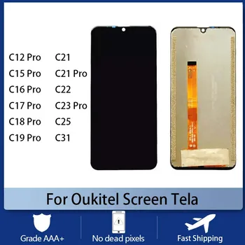 על Oukitel C21 סי22 C25 C23 Pro C31 מסך הטלפון הנייד Tela תצוגת LCD מסך מגע דיגיטלית C12 C15 C16 C17 C18 C19 Tela LCD